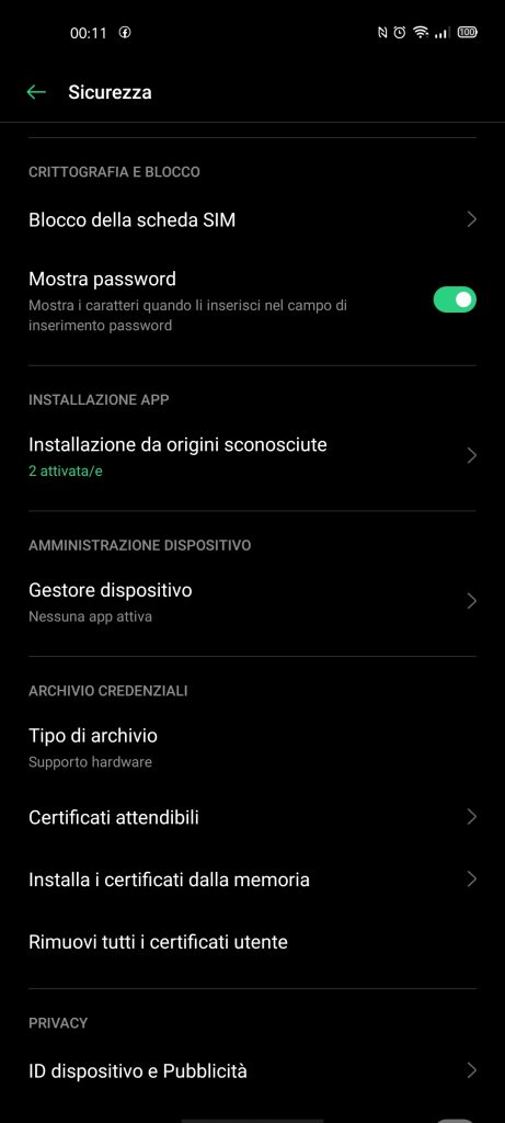 installazione app origini sconosciute android