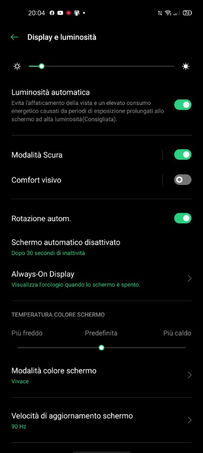 display e luminosità coloros