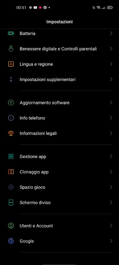 impostazioni oppo coloros