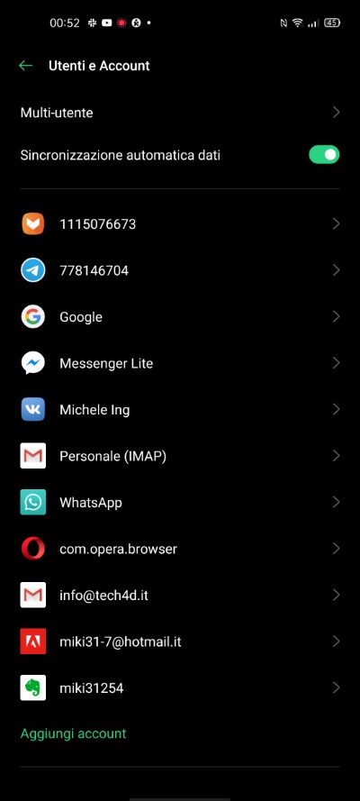 impostazioni multi utente realme