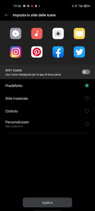 personalizzare icone coloros