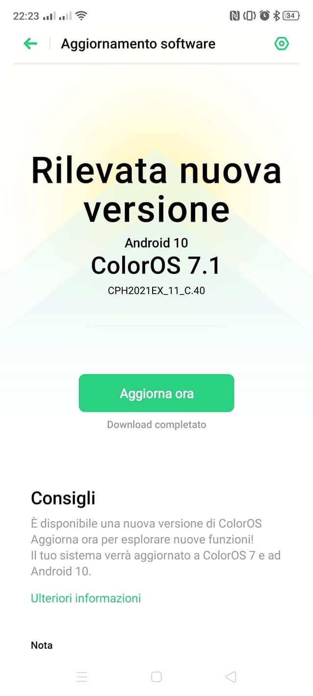 oppo a91 coloros 7.1 ota