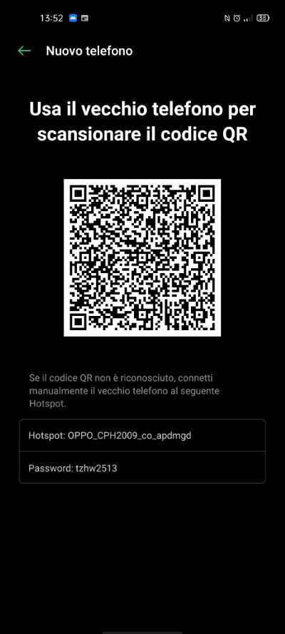 oppo clona telefono qr code