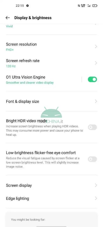 impostazioni display oppo android 11