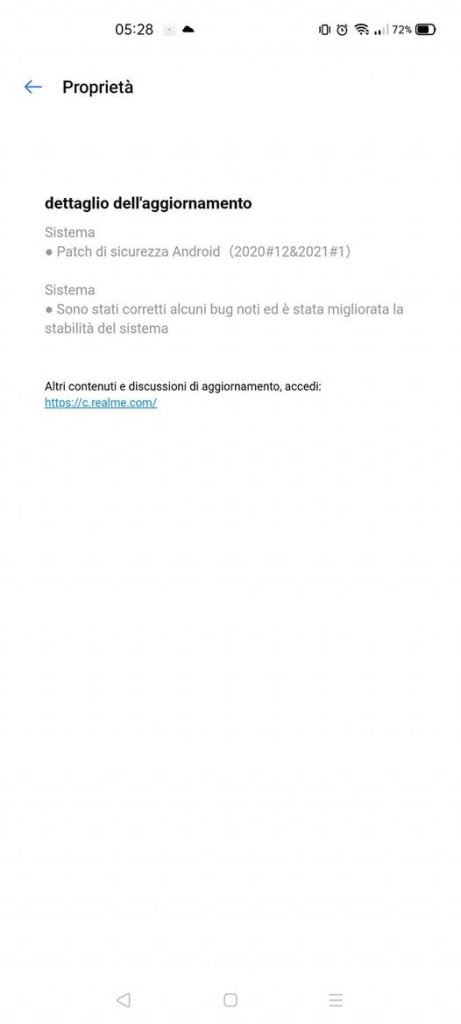 aggiornamento realme patch gennaio
