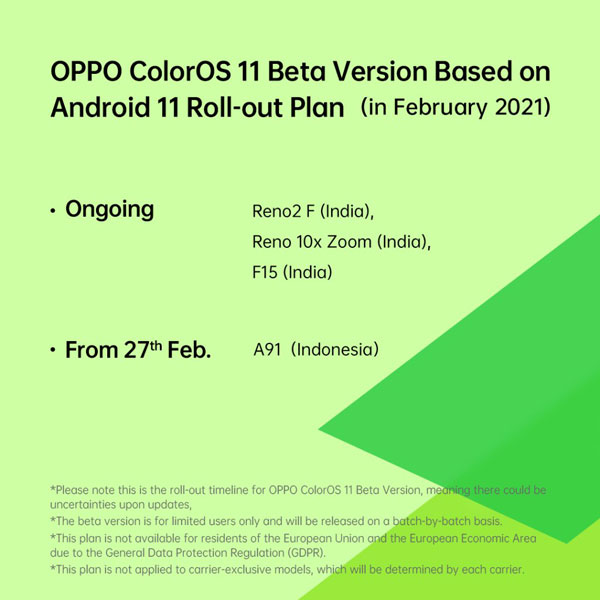 coloros 11 roadmap beta febraio 2021