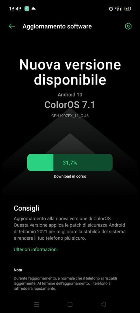 oppo reno2 aggiornamento patch febbraio ucraina