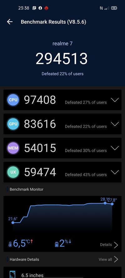 realme 7 punteggio antutu benchmark
