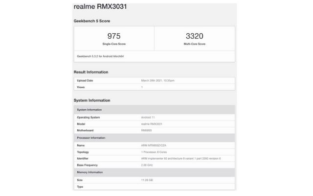 realme gt neo geekbench