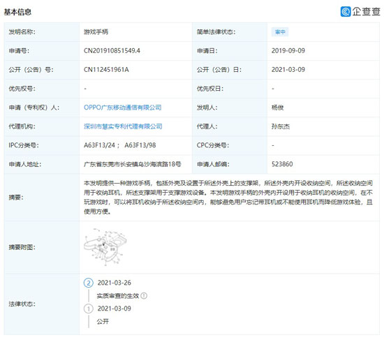 oppo brevetto controller gaming