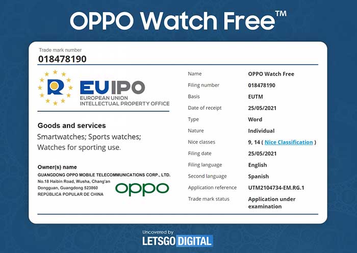 oppo watch free euipo