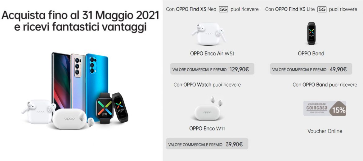 promo oppo find x3 neo, lite e watch