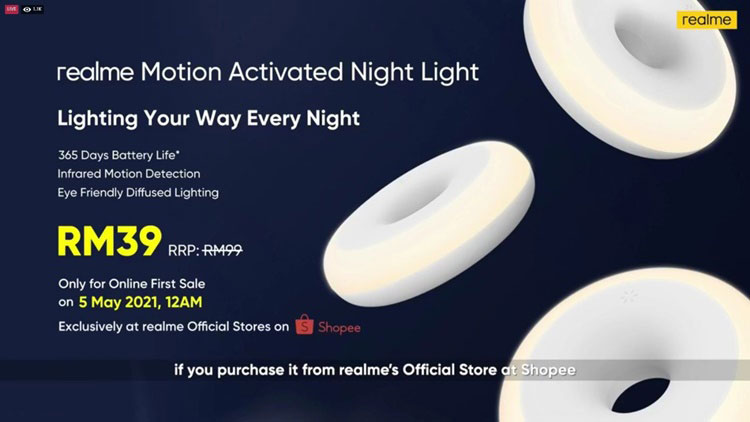 realme motion activated night light