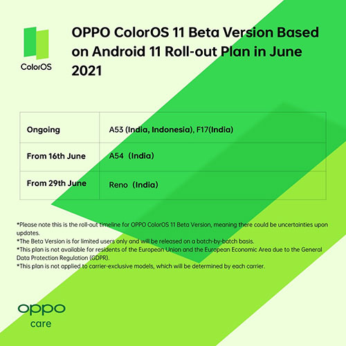 coloros 11 roadmap giugno 2021 beta