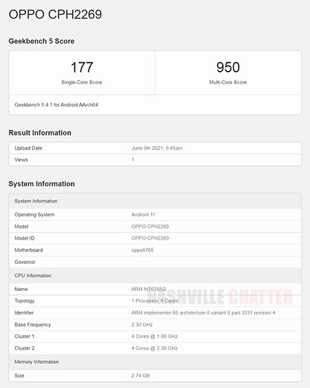 oppo a16 geekbench