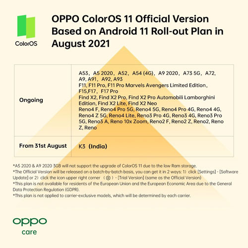 coloros 11 roadmap asia agosto 2021