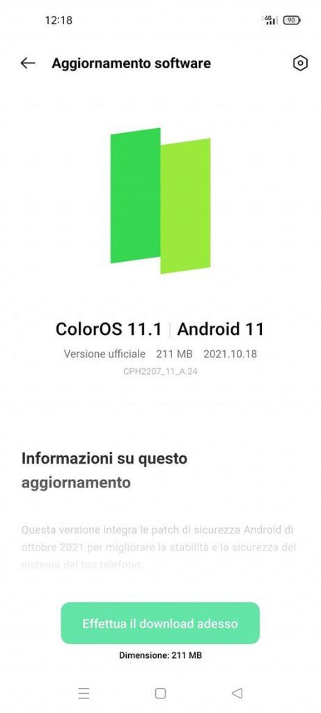 oppo find x3 neo aggiornamento patch ottobre