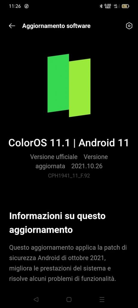 oppo a9 2020 aggiornamento patch ottobre