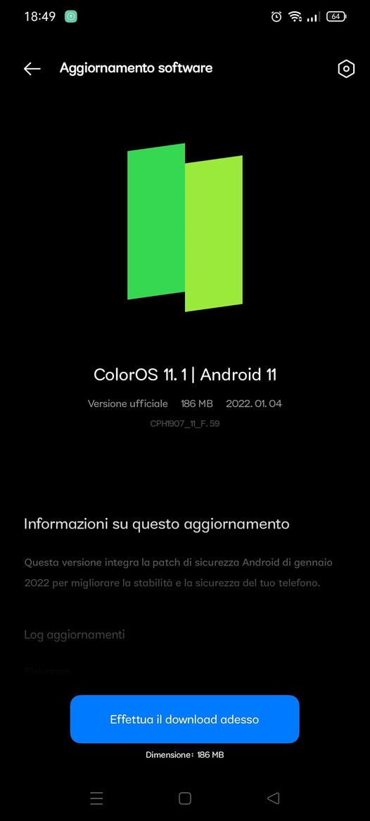 oppo reno2 aggiornamento patch gennaio