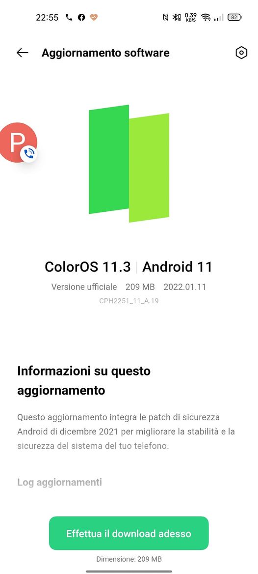 oppo reno6 aggiornamento patch dicembre