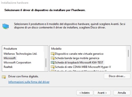 microsoft loopback attivazione