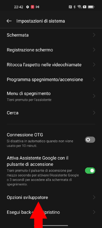 opzioni sviluppatore oppo