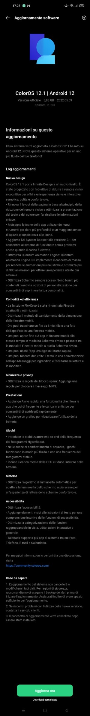 oppo find x2 neo aggiornamento coloros 12