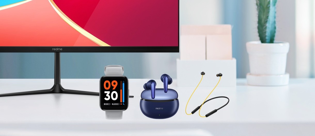 realme watch 3, buds air 3 neo e monitor