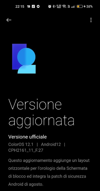 oppo a73 5g aggiornamento agosto 2022