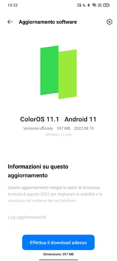 oppo a91 aggiornamento agosto 2022