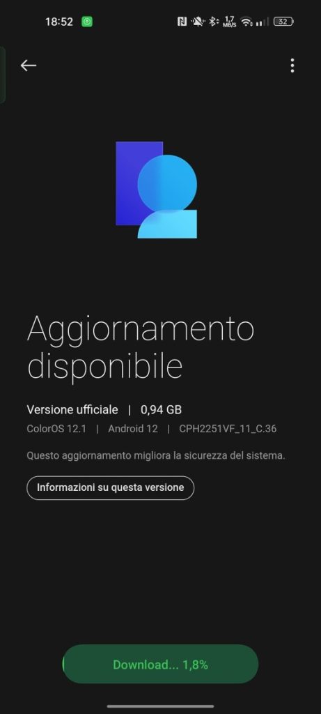 aggiornamento oppo reno6