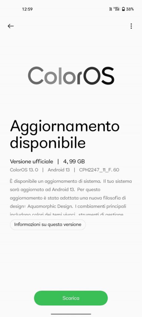 aggiornamento OPPO Reno6 Pro