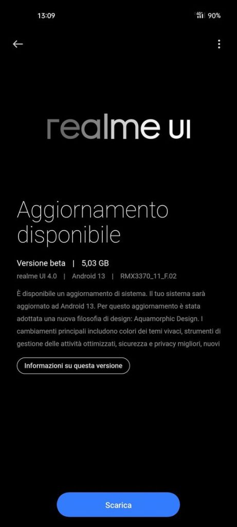 Realme GT Neo2 aggiornamento Android 13