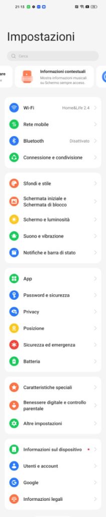 ColorOS 13 Impostazioni