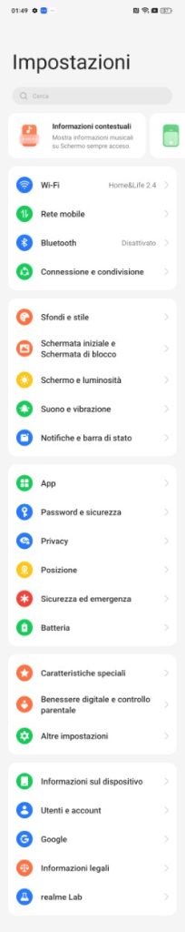 Impostazioni Realme UI 4.0