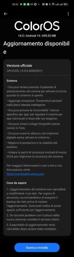 aggiornamento oppo find x5 pro cph2305_14.0.0.600(EX01)