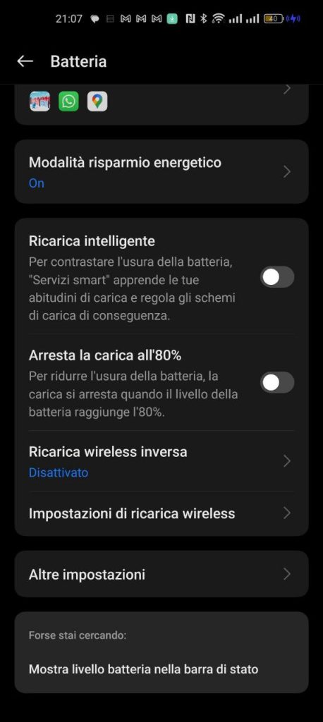 coloros 14 impostazioni batteria