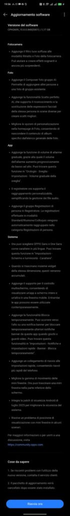 aggiornamento ColorOS 15 luglio 2025