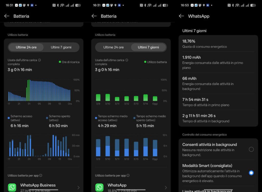 Schermata batteria ColorOS 16